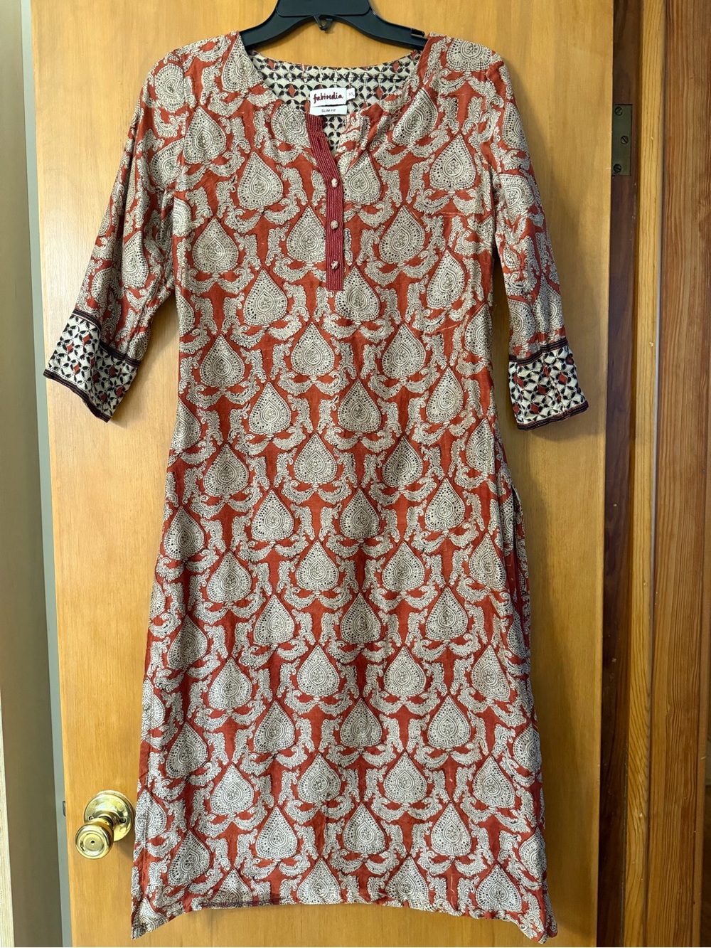 fabindia Rust and Cream Block Print Women’s Kurta